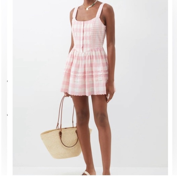 LoveShackFancy Dresses & Skirts - LoveShackFancy Chennedy Pink Gingham Scalloped Mini Dress - Size 00